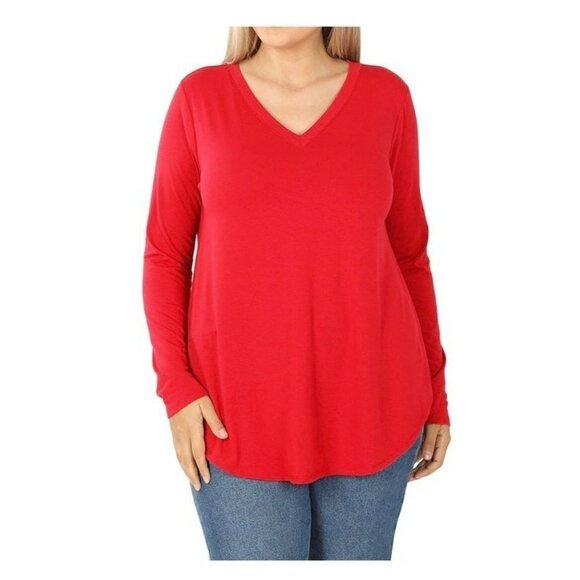Lane Bryant Red V Neck Tunic SZ 22 / 24 - Picture 1 of 7